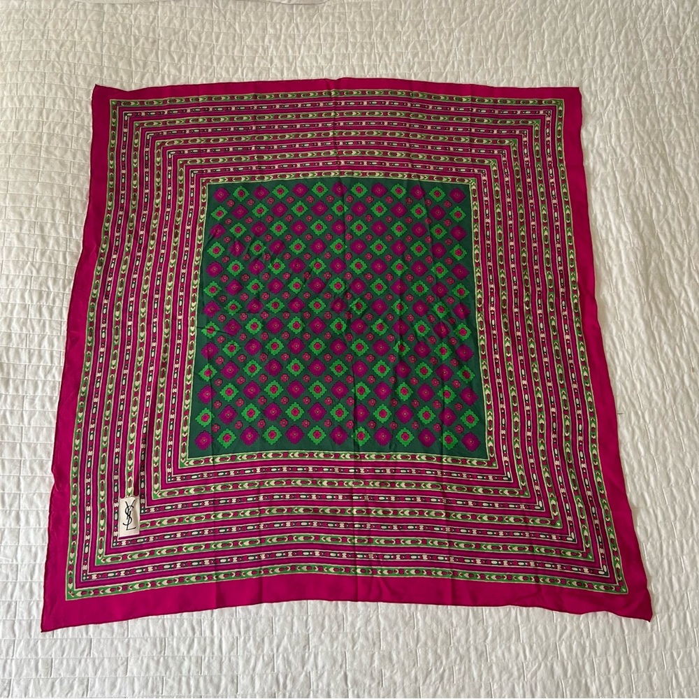 Vintage YSL silk scarf 33” x 33”